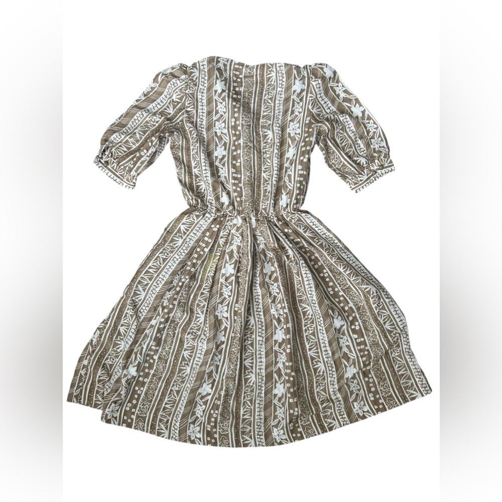 5/$25 Vintage The Wilroy Traveller NY Elegant Tan Patterned Dress size 8 - Picture 12 of 15